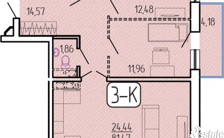 3-комн квартира в новом доме Улан-Удэ, 129-й микрорайон
